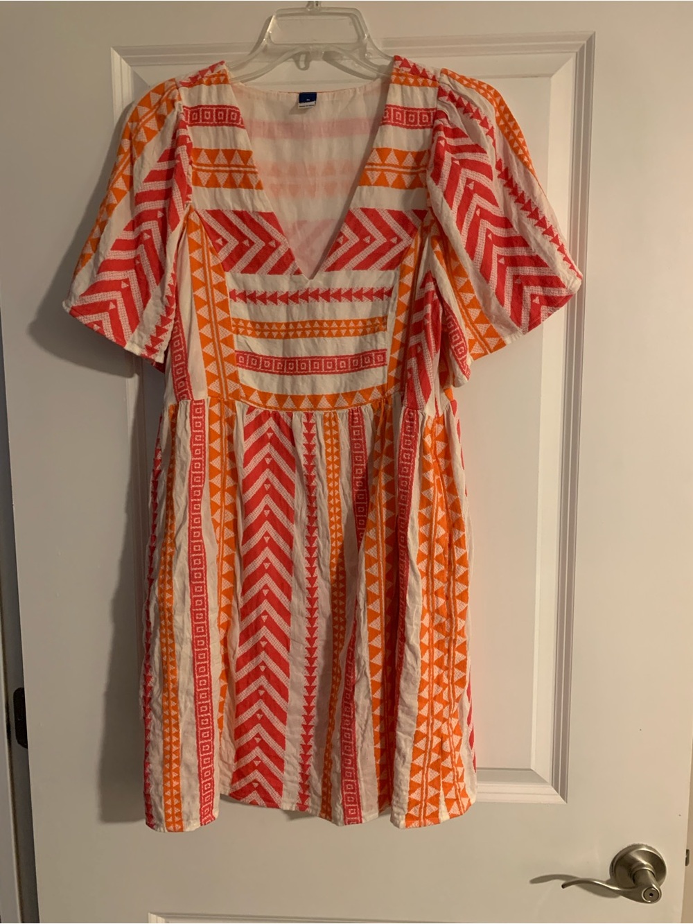 Old Navy Coral & Orange Geometric Mini Dress